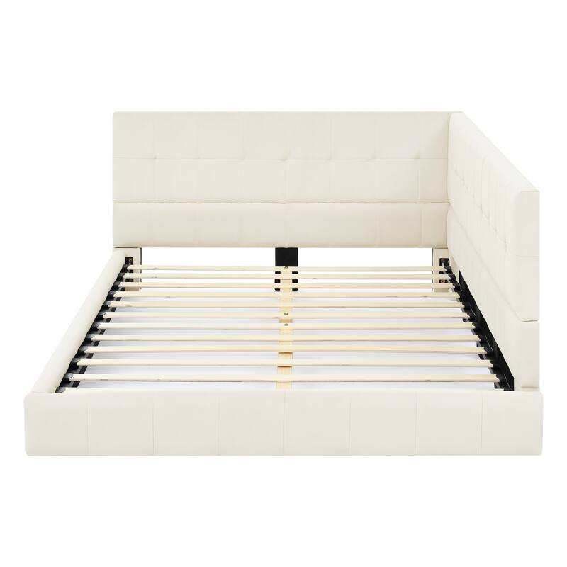 Full Size Upholstered Daybed with Comfortable Backrest and Armrests