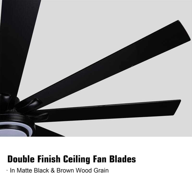 LED Matte Black Large Smart Ceiling Fan with Remote Control