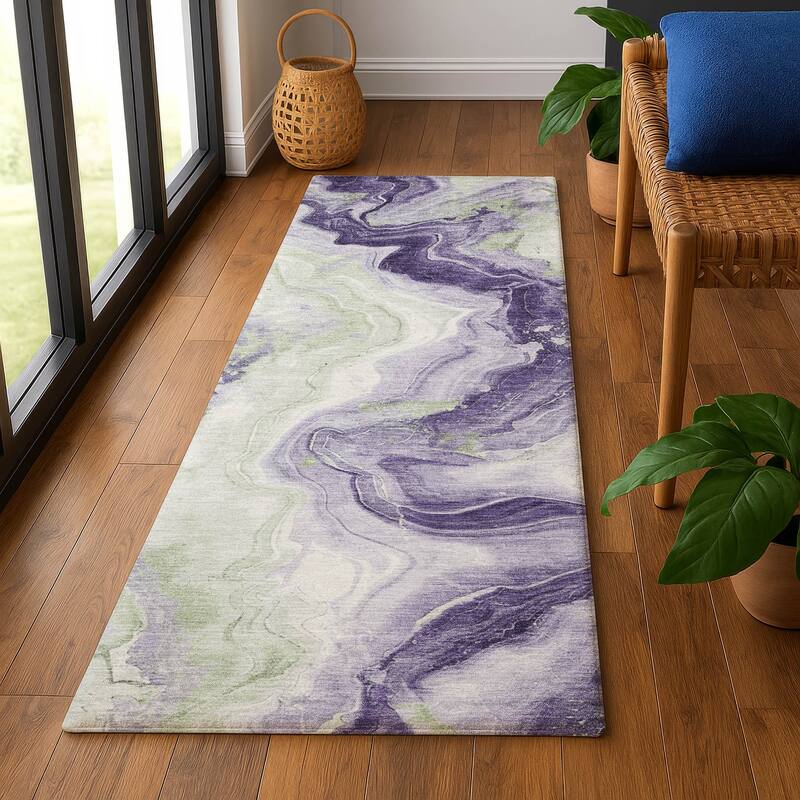 Premium Washable Super Soft Abstract Chic Mayfield Rug - Lavender - 2'3" x 7'6"