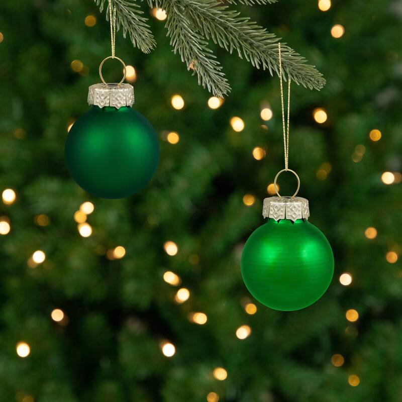 Shiny and Matte Multiple Size Glass Ball Christmas Ornaments - 2.5" - Green - 40ct