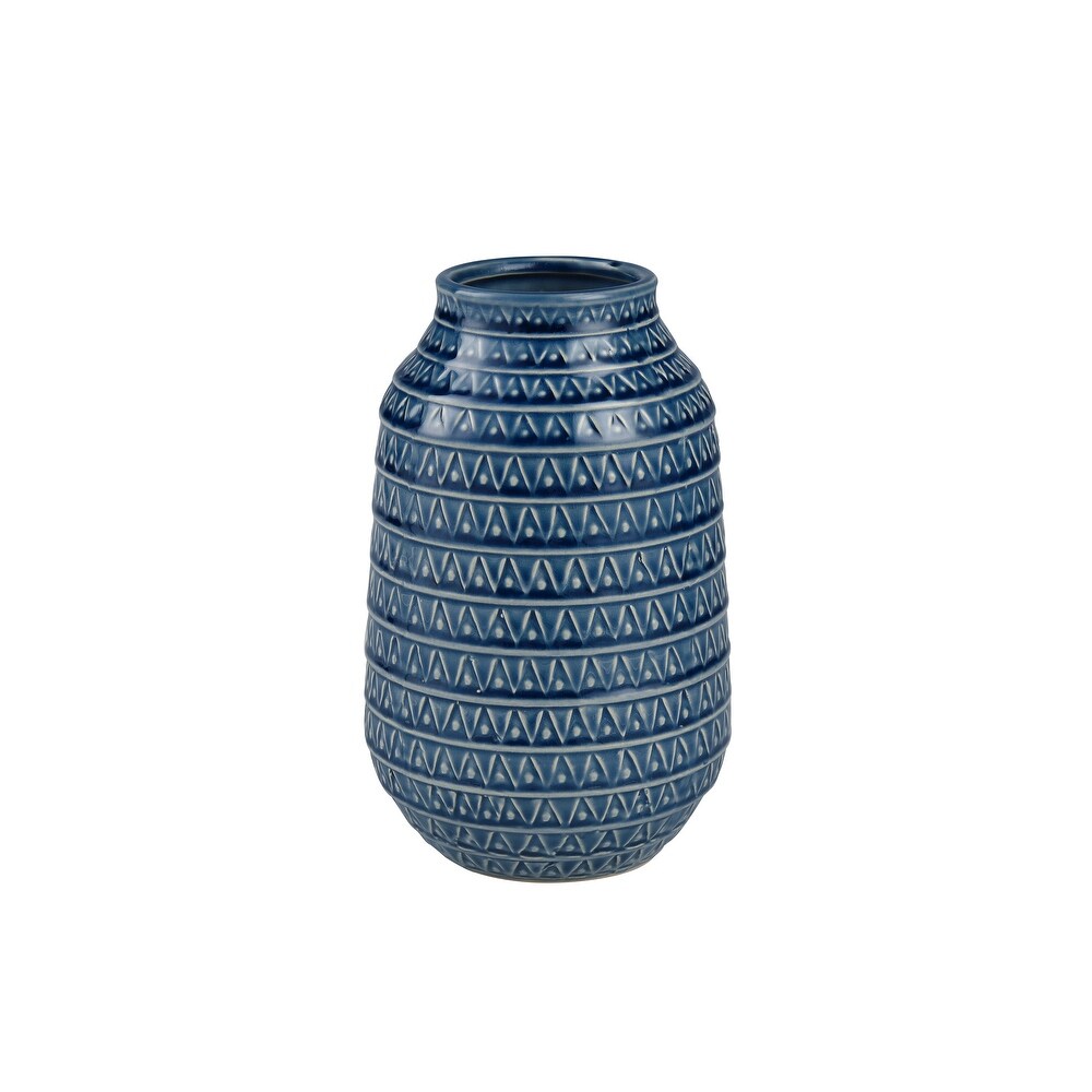 AA Importing 59725 Flat Blue and White Vase