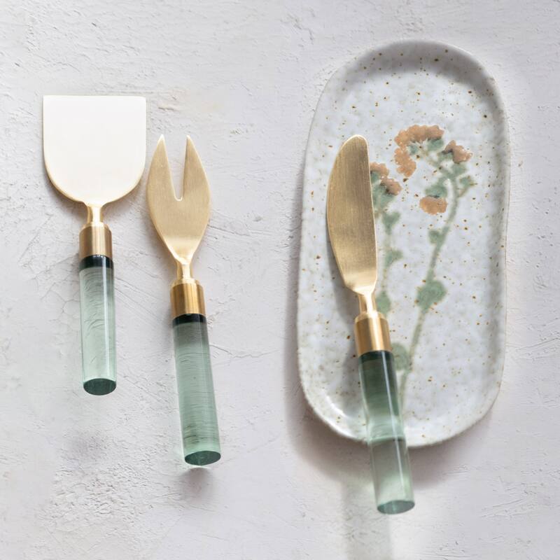 Stainless Steel Cheese Utensils with Resin Handles - 7.0"L x 0.9"W x 0.5"H - 7.0"L x 0.9"W x 0.5"H