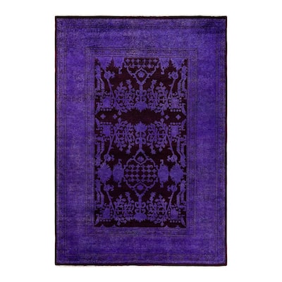 Vibrance, One-of-a-Kind Hand-Knotted Area Rug - Purple, 5' 3" x 7' 7" - 5' 3" x 7' 7"