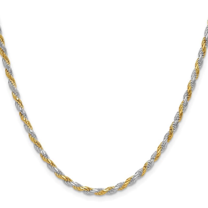 Curata 925 Sterling Silver Yellow Gold Plated 2.5mm Rope Chain Necklace