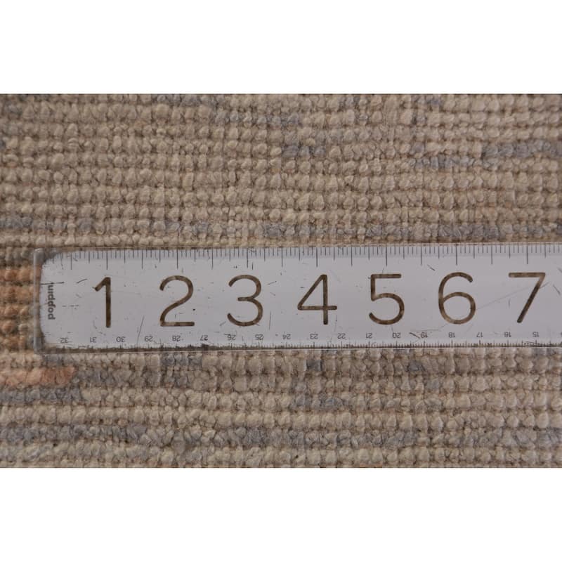 Hand Knotted Oriental 100% Wool Carpet Transitional Geometric Beige & Ivories Oushak Area Rug - 12' 0'' X 8' 10''