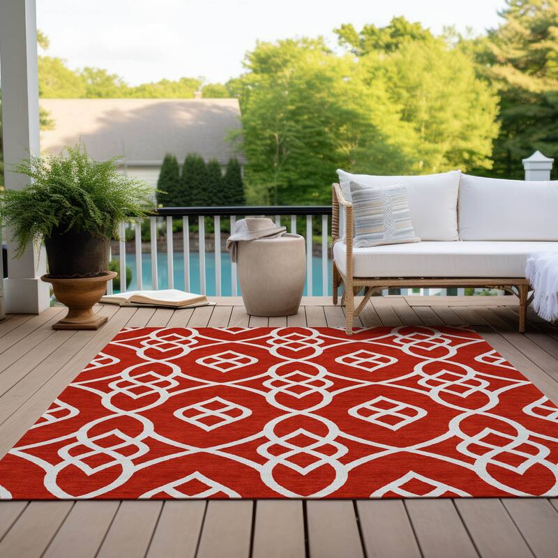Machine Washable Indoor/ Outdoor Chantille Trellis Modern Rug