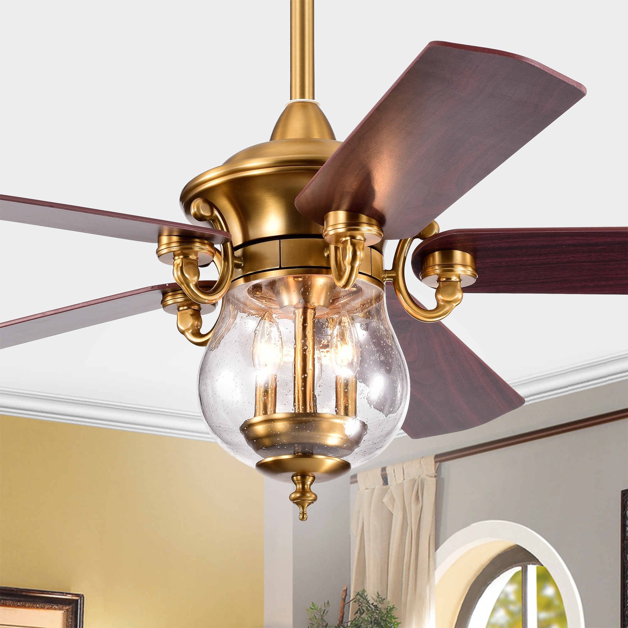 Warehouse of Tiffany Anisma Anna 28 Inch Mid-Century Modern Style Lighted Ceiling Fan with Remote