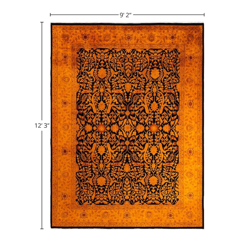 Overdyed, One-of-a-Kind Hand-Knotted Area Rug - Black - 9' 2" x 12' 3"
