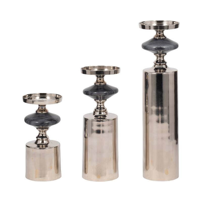 Modern Decorative Candle Holders with Silhouettes- Set of 3 - 9" - 12"