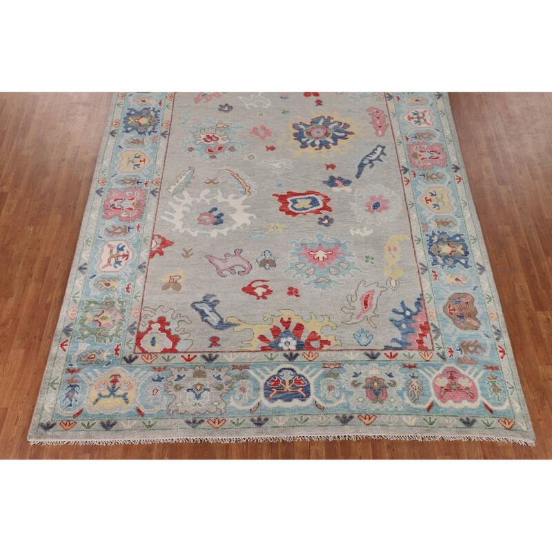 Floral Oushak Oriental Area Rug Handmade Wool Carpet - 8'11" x 11'6"