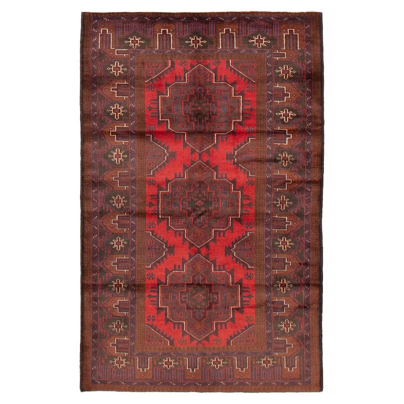 Teimani Red Rug 3'9" x 6'6" - 3'9 x 6'6 - Red - 3'9 x 6'6