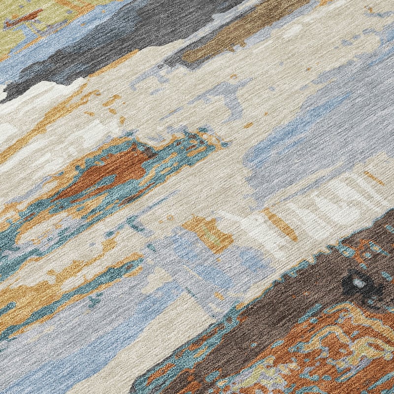 Machine Washable Indoor/ Outdoor Abstract Contemporary Chantille Rug