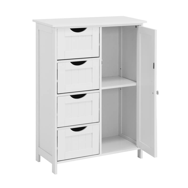 Charming Floor Cabinet Entryway Cabinet with Drawers, Bathroom Skin Care Cabinet with Adjustable Shelves