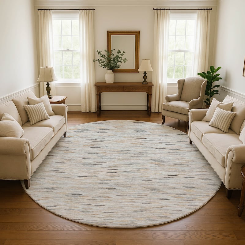 Premium Washable Super Soft Modern Mosaic Mayfield Rug - Linen - 8' x 8'