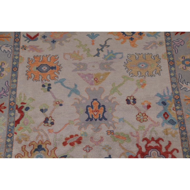Earth Tone Floral Oushak Indian Area Rug Handmade Wool Carpet - 8'1"x 9'10"