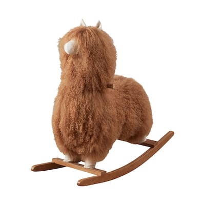 Kids Rocking Chair With Mongolian Lamb Fur Llama Design