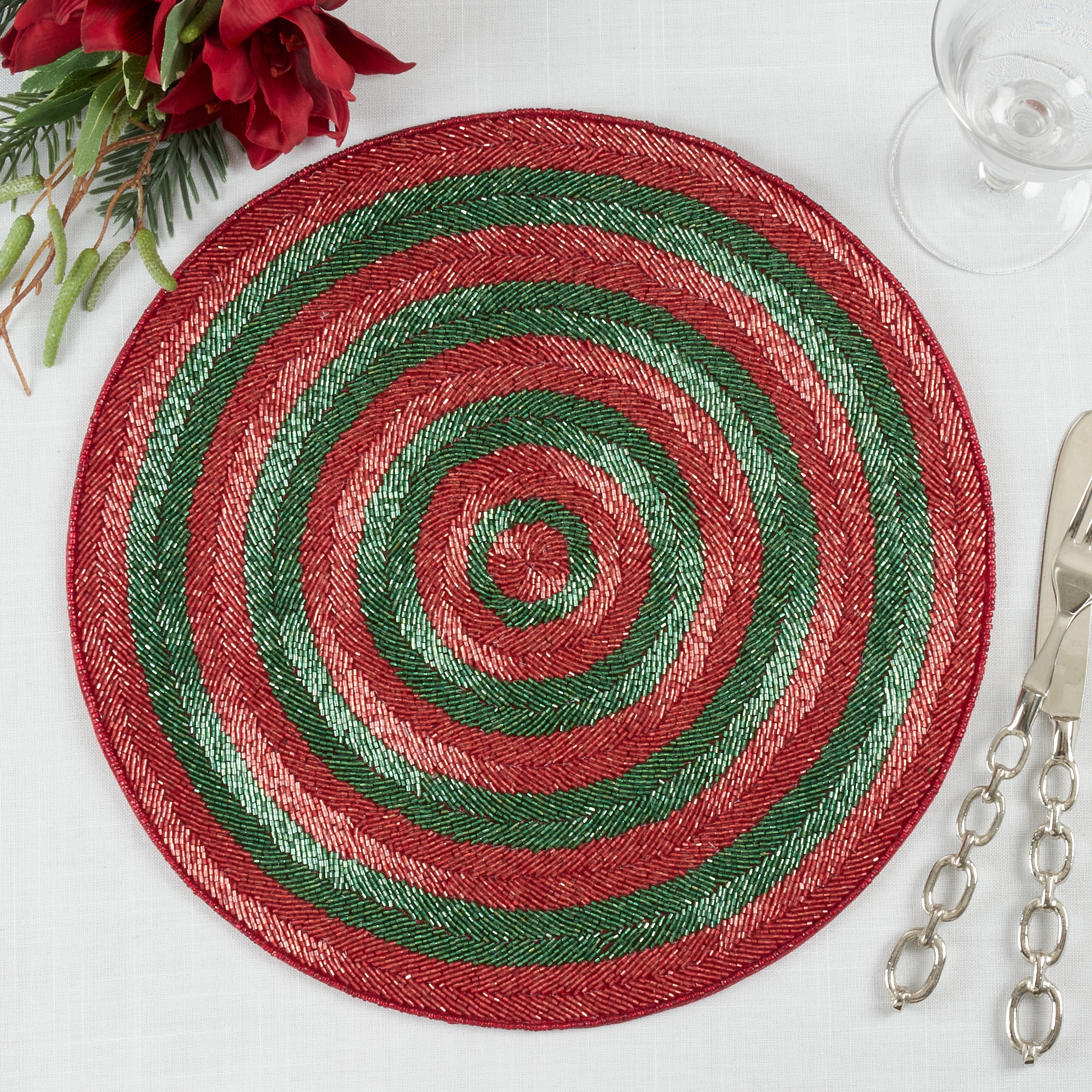 Circle Design Beaded Placemats (Set of 4)