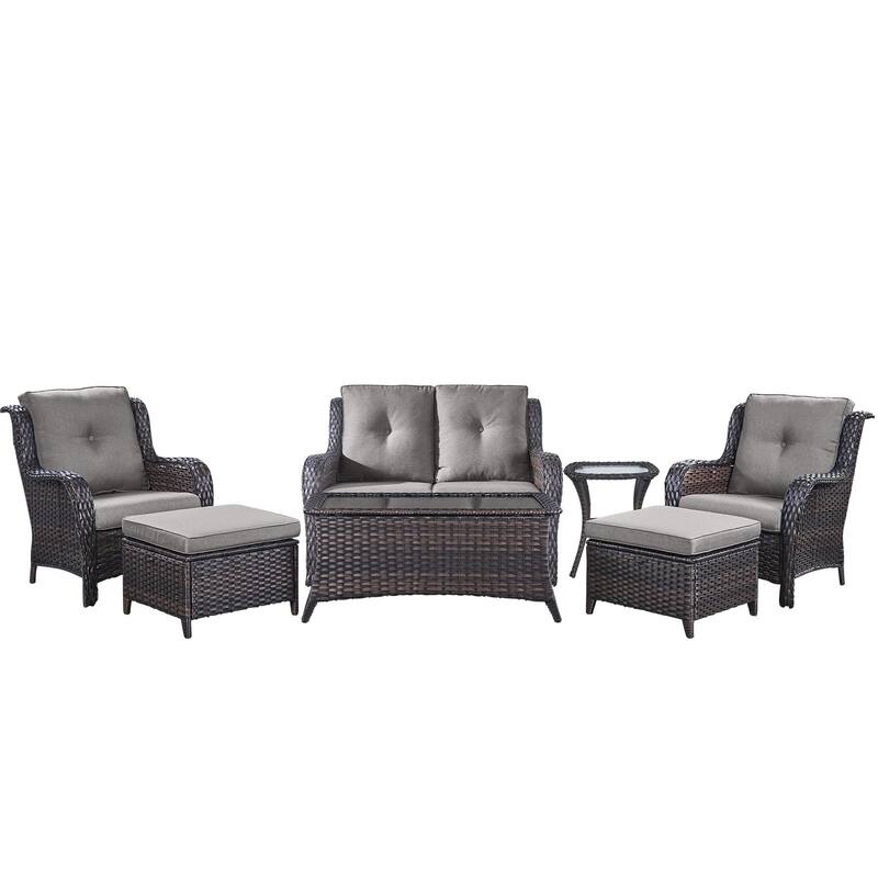 Outdoor Loveseat Sofa with Chair Ottoman Table