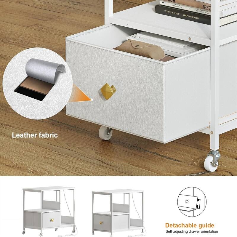 End Table with Charging Station - 13.78"D x 23.62"W x 22.4"H