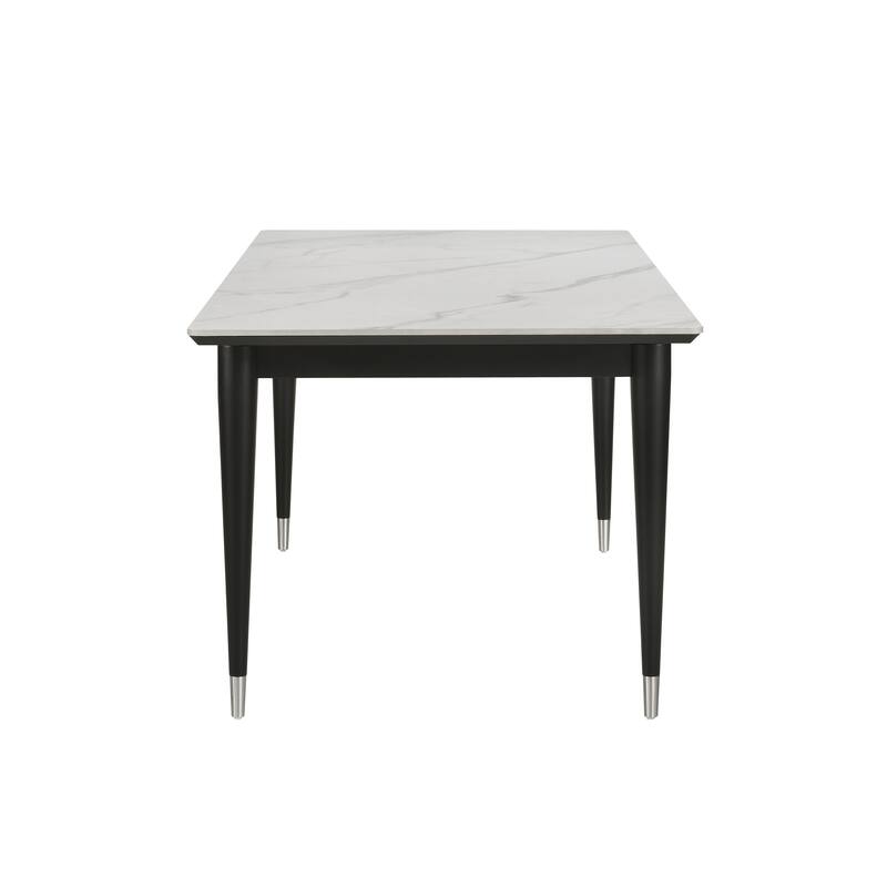 Furniture of America Kalor Modern 5-Piece Black and White Sintered Stone Top Rectangle Dining Table Set