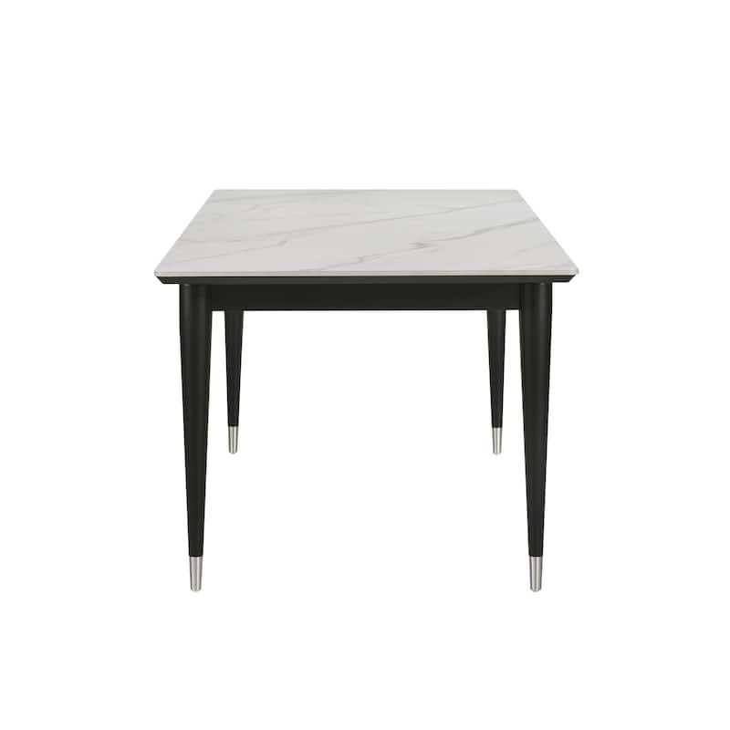 Furniture of America Kalor Modern 7-Piece Black and White Sintered Stone Top Rectangle Dining Table Set