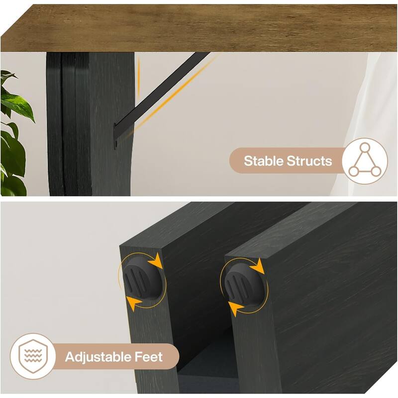 63-Inch Dining Table with Hourglass Shape Legs
