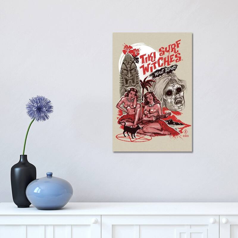 iCanvas "Tiki Surf Witches Want Blood" by Steven Rhodes Canvas Print - 18x12x1.5