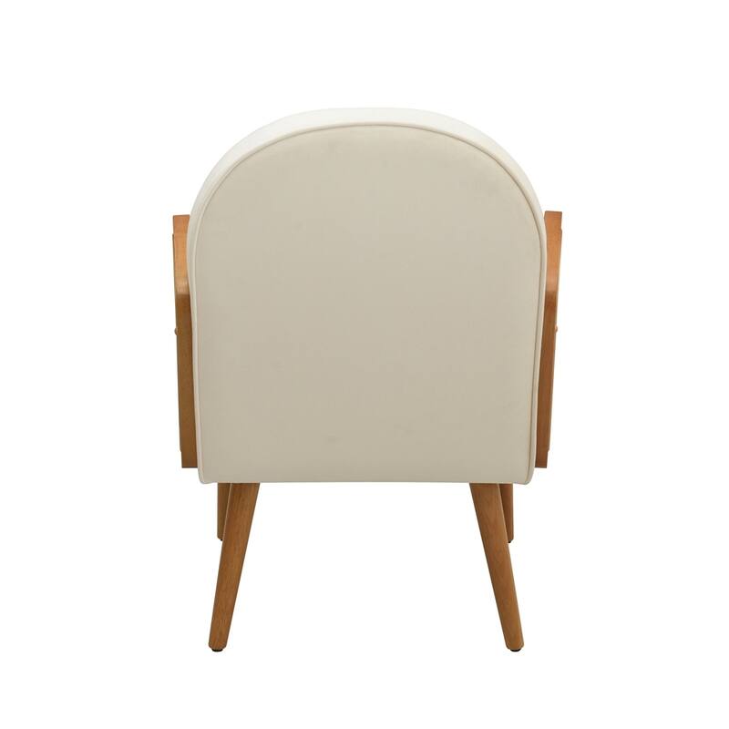 Mid-century Accent Chair with Rattan Armrests
