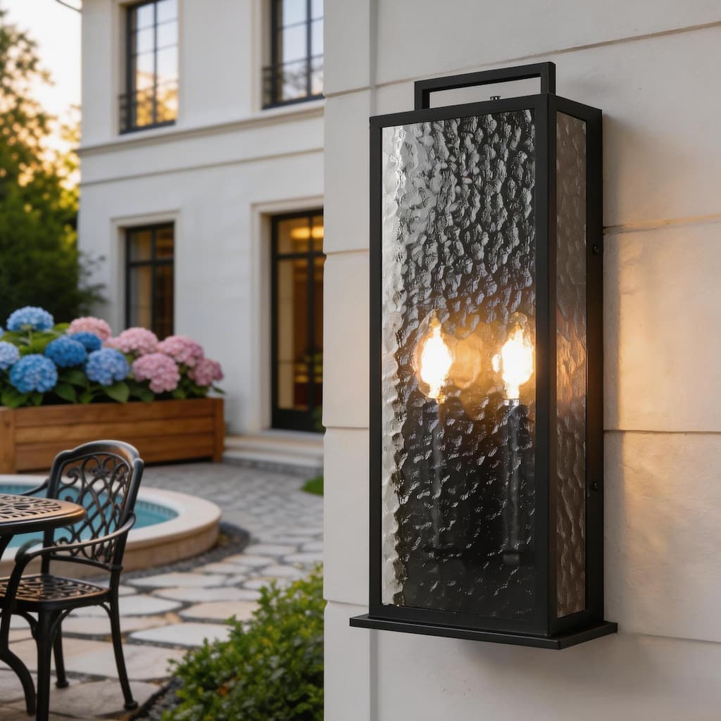20in LED Outdoor Wall Light Dusk to Dawn Black Outside Wall Mount Lamp - Large