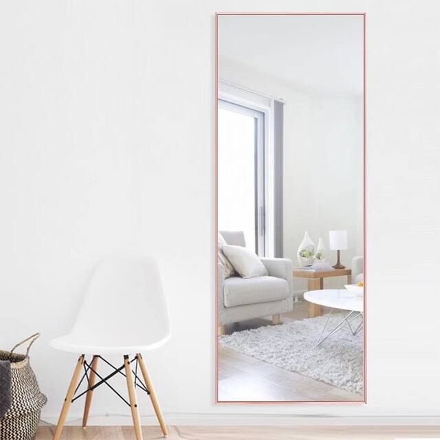 Modern Freestanding Full Length Floor Mirror - 64.17x21.26 - Rose Gold