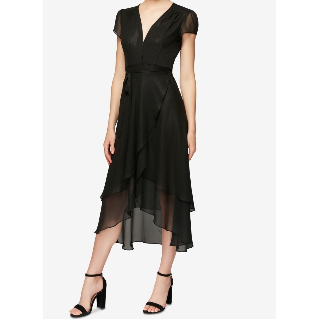 high neck wrap dress