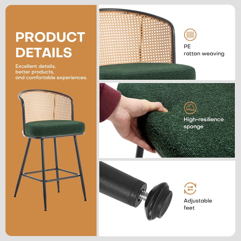 26"/29" Rattan Upholstered Bar Stool /Counter Stools Set of 2/3/4