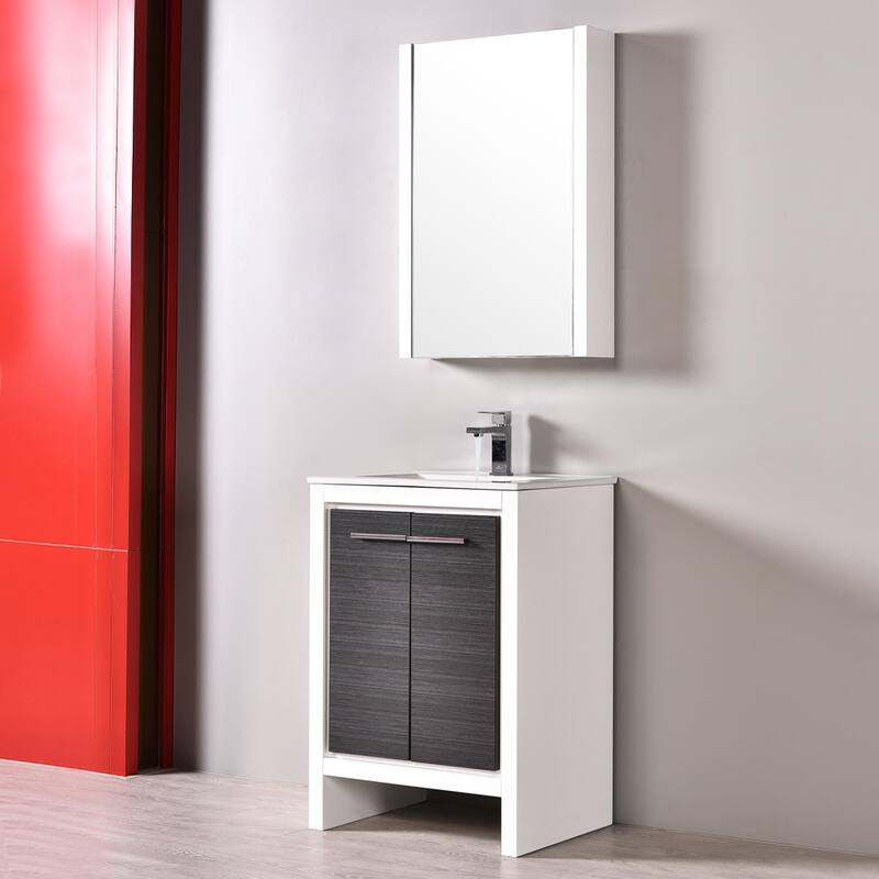 Solid Wood Bathroom Vanity with Mirror Medicine Cabinet