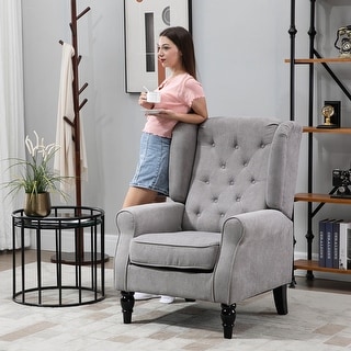 Living Room Accent Chair Deep Diamond-Tufted Reading Chair High ...