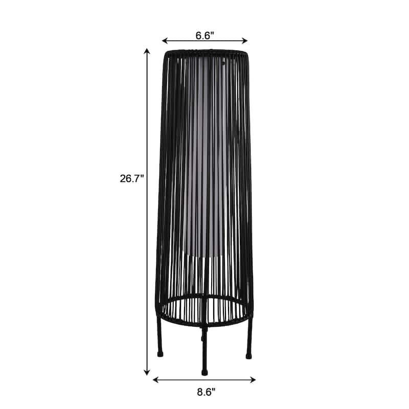 2-Pack Outdoor All-Weather Rattan Solar Light Patio Floor Lamp For Porch
