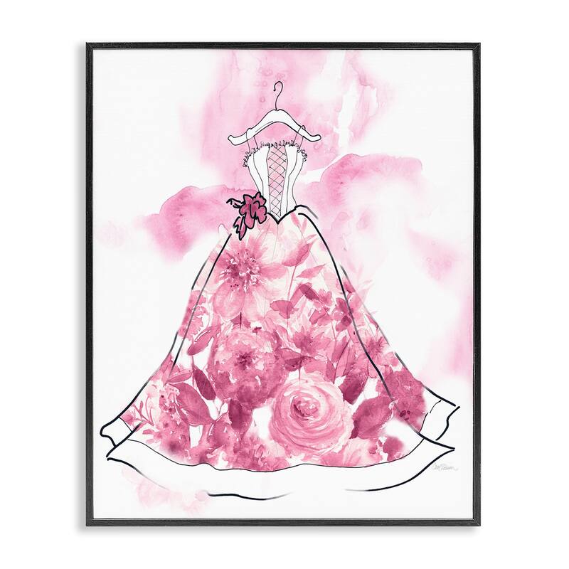 Stupell Modern Watercolor Flower Dress Framed Giclee Art Design By Carol Robinson - 16 x 20 - Black