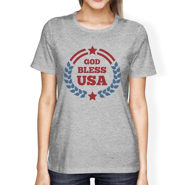 Shop God Bless Usa American Flag Shirt Womens Grey 4th Of July T