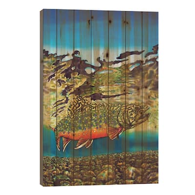Brook Trout Print On Wood by Daniel Jean-Baptiste - Multi-Color