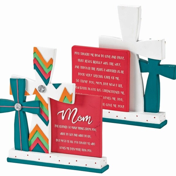 Mom I Learned So Much From You Tabletop Resin Cross Figurine 5" x 3" - other-frame-size