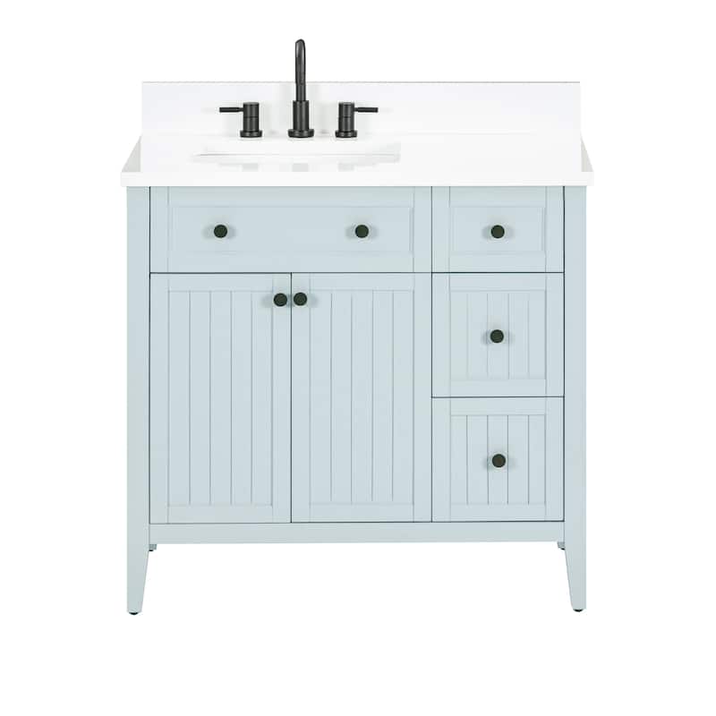 Avanity LAYLA-VS37-WT Layla 36" Free Standing Single Basin Vanity Set - Ice Blue - Ice Blue