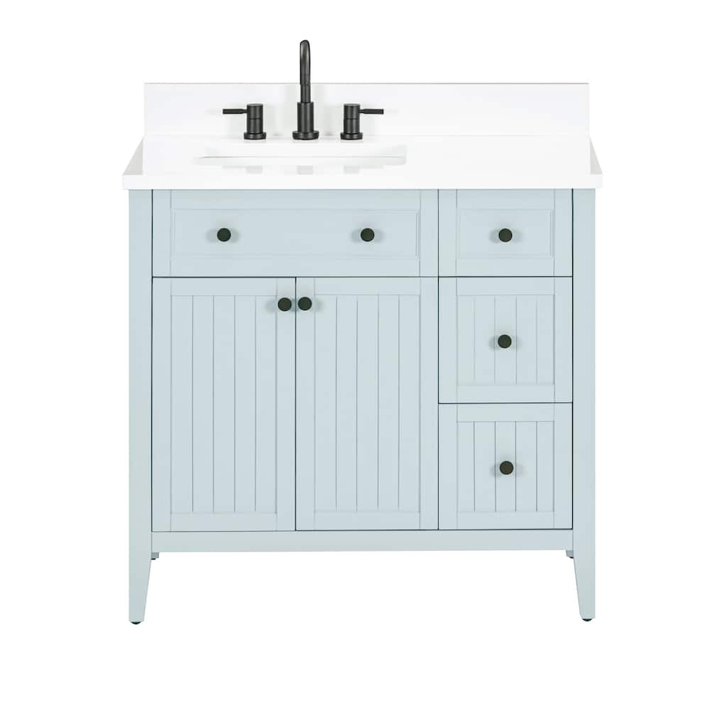 Avanity LAYLA-VS37-WT Layla 36" Free Standing Single Basin Vanity Set - Ice Blue