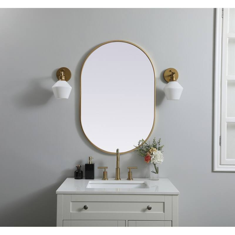 Indigo Home Metal Frame Oval Mirror 24x36 Inch
