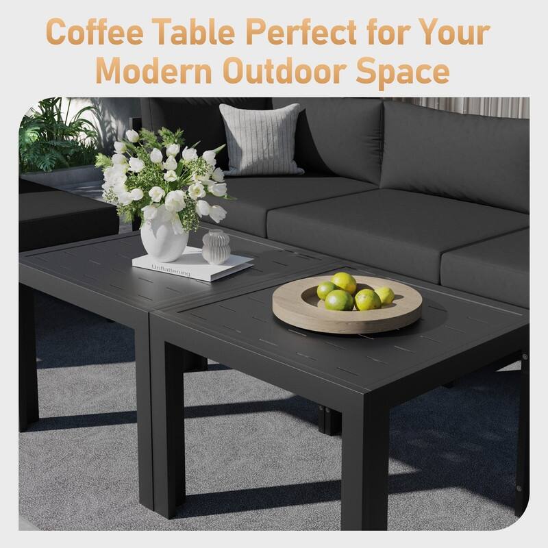 FINCATI Aluminum Outdoor Patio Furniture Conversation Sectional Sofa Set
