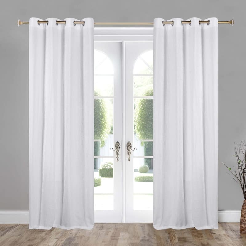 Superior Noor Semi-Blackout Chenille Grommet Curtains, Set of 2 Panels - 52" x96" - White
