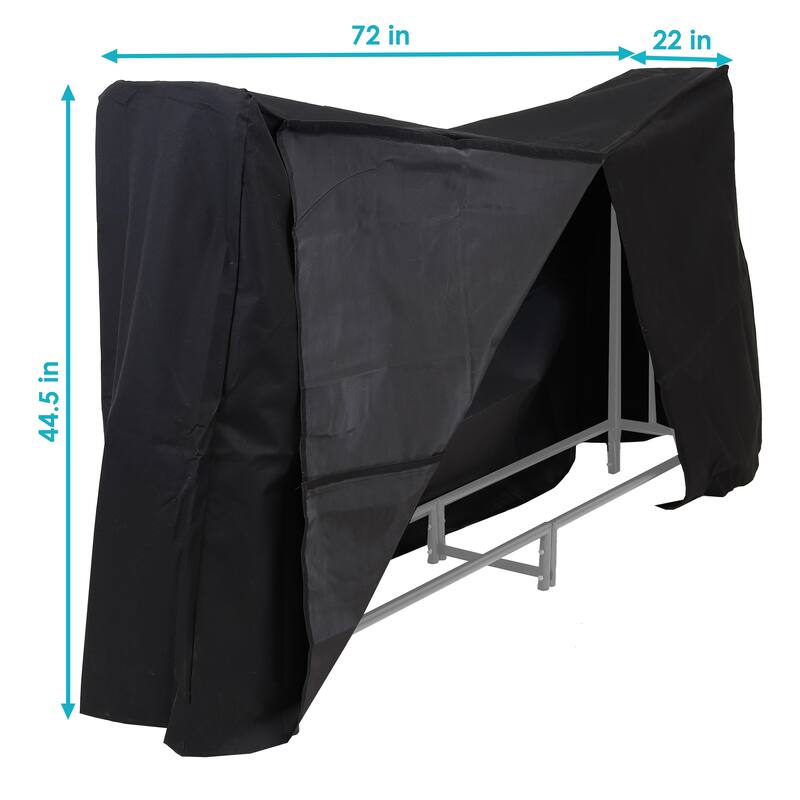 Log Rack Cover Black Outdoor Weather-Resistant PVC - 6'