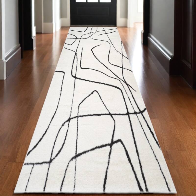 HomeRoots Abstract Rectangle Area Rug - 120.00 in. x 30.00 in.  x 0.60 in.