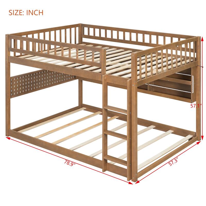 Convertible Bunk Bed with LED Storage Wall & Pegboard by Harper&Bright Designs