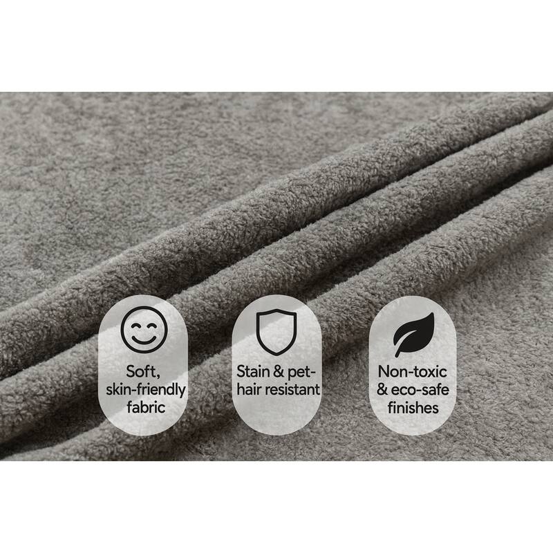 96" Full-Foam Modular Boucle Sectional Sofa, 2-Piece Low-Profile Couch with Rounded Arms