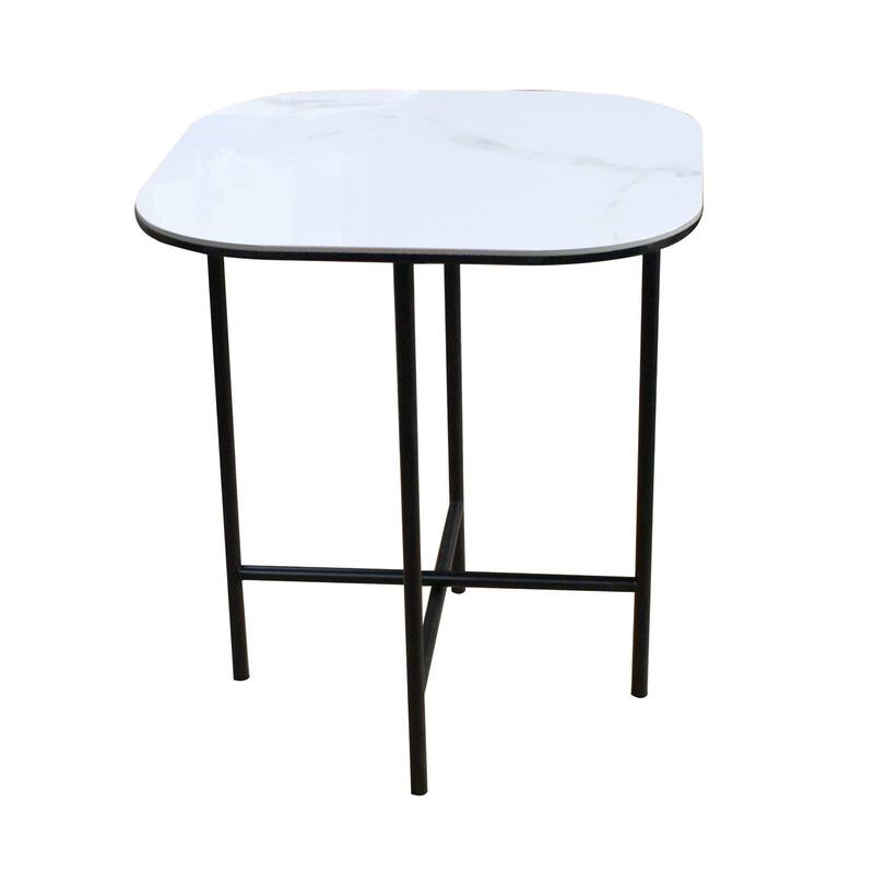 HomeRoots 22" White And Black Ceramic And Metal Square End Table - 20' X '22' X '20