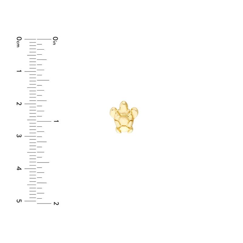 Curata 14k Yellow Gold 6mm Textured Small Turtle Stud Earrings